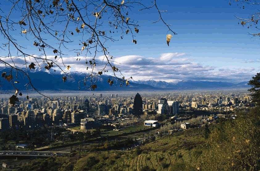 Nh Collection Plaza Santiago Hotell Exteriör bild View of Santiago skyline from the park